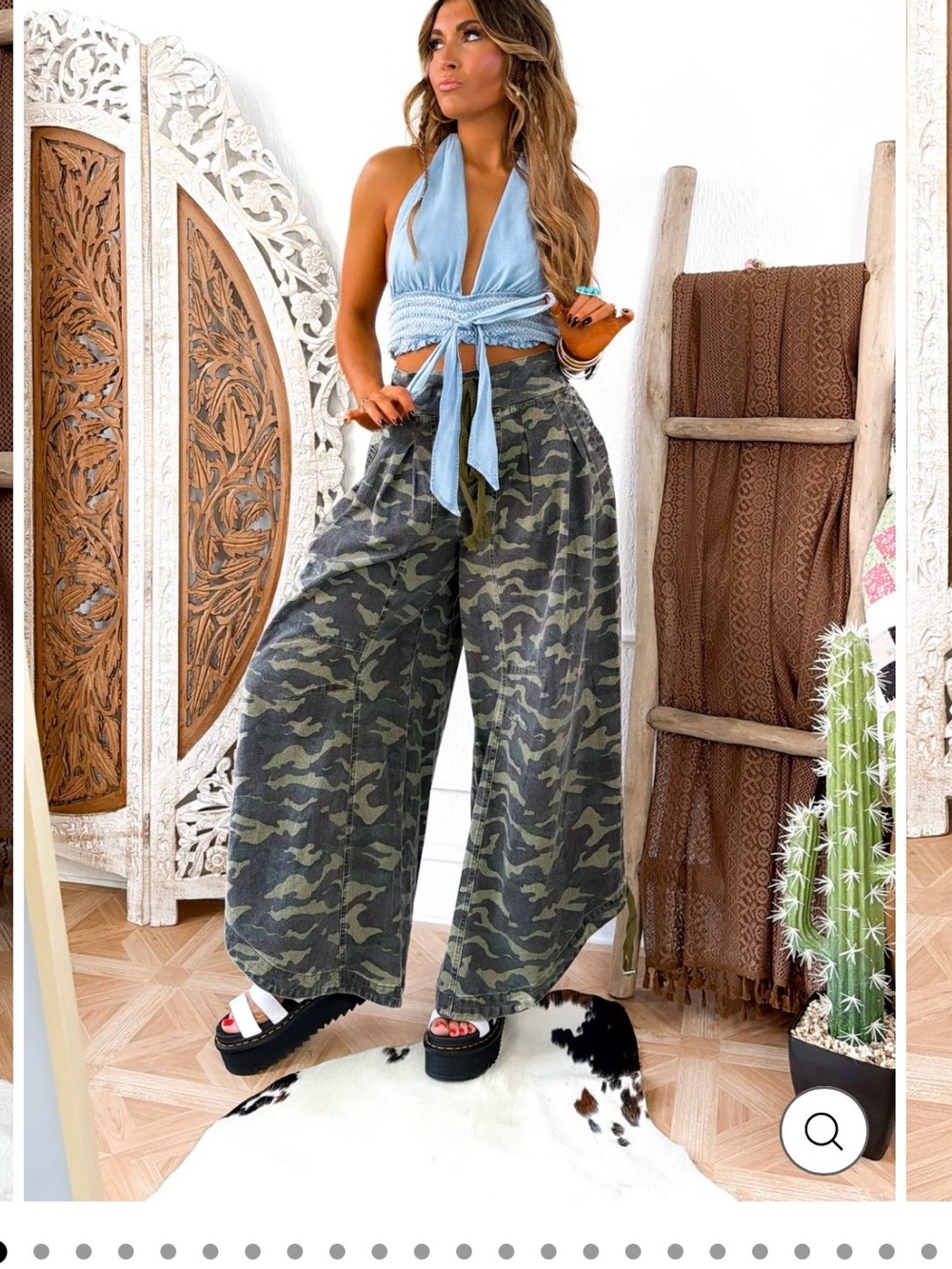 Everyday Chic Wide Leg Camo Pants in Olive Green SO COOL!! SZ SMALL